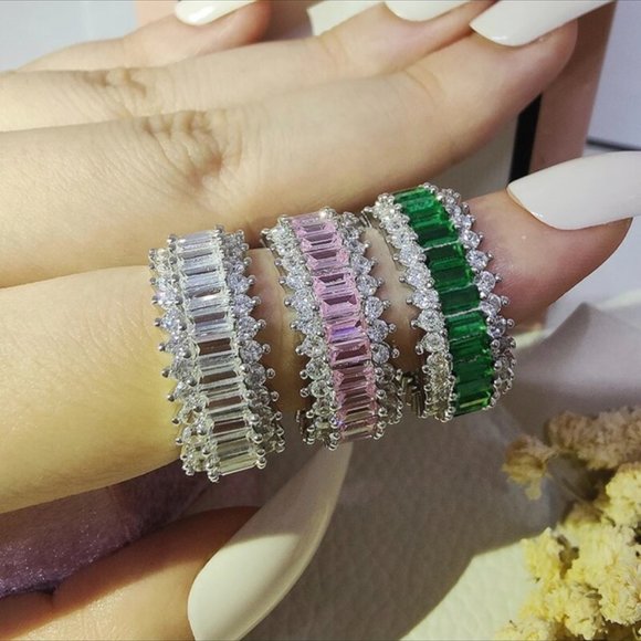 NEW ETERNITY BAND S925 STERLING SILVER DIAMOND RING, CUTE RING, SHINY RING. - Picture 4 of 4